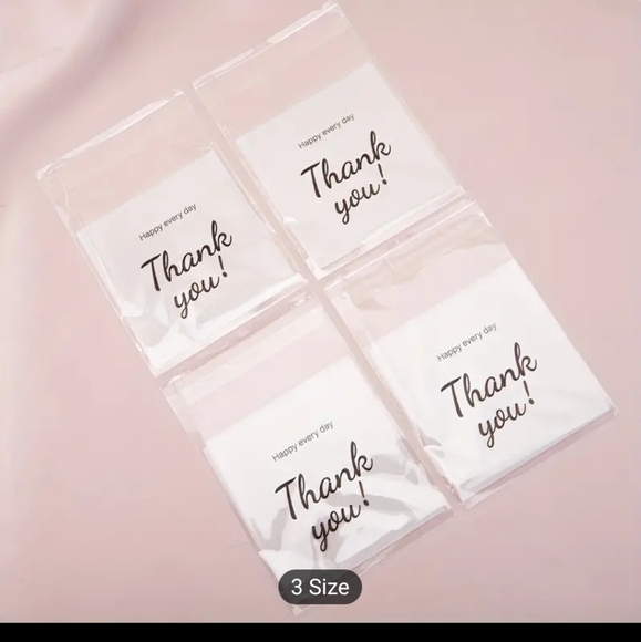 100 count thank you sealable plastic bags New - Picture 3 of 3